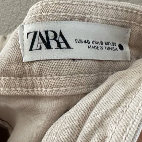 Zara The Marine Wide Leg Jeans 8 Tan Denim Stretch Casual High Rise Minimalist - Picture 12 of 12